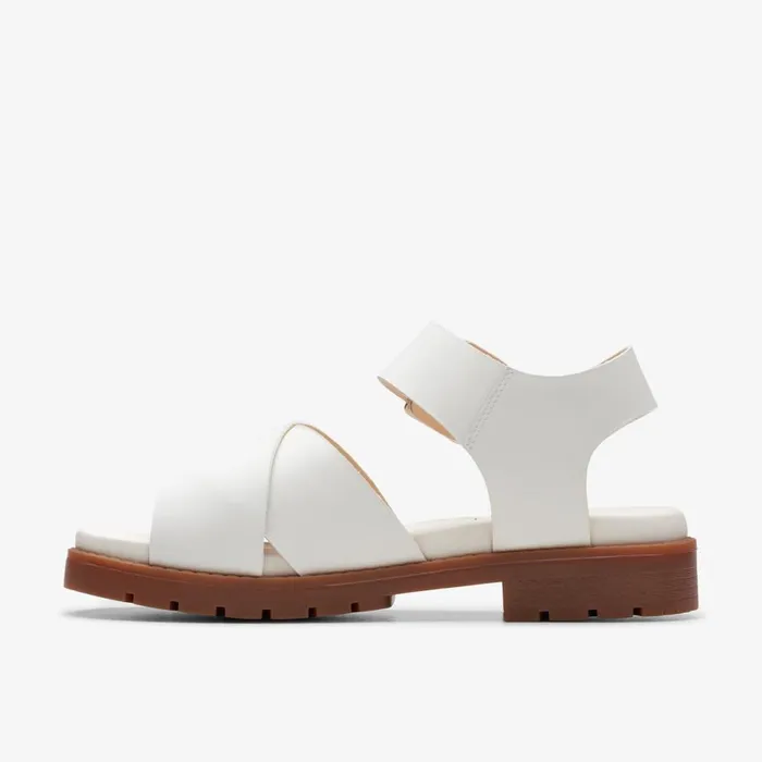 Clarks Flat Sandals Orinoco Cross Off White Leather 8211 Women