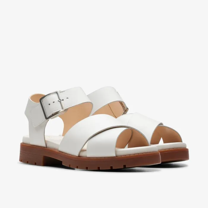 Clarks Flat Sandals Orinoco Cross Off White Leather 8211 Women