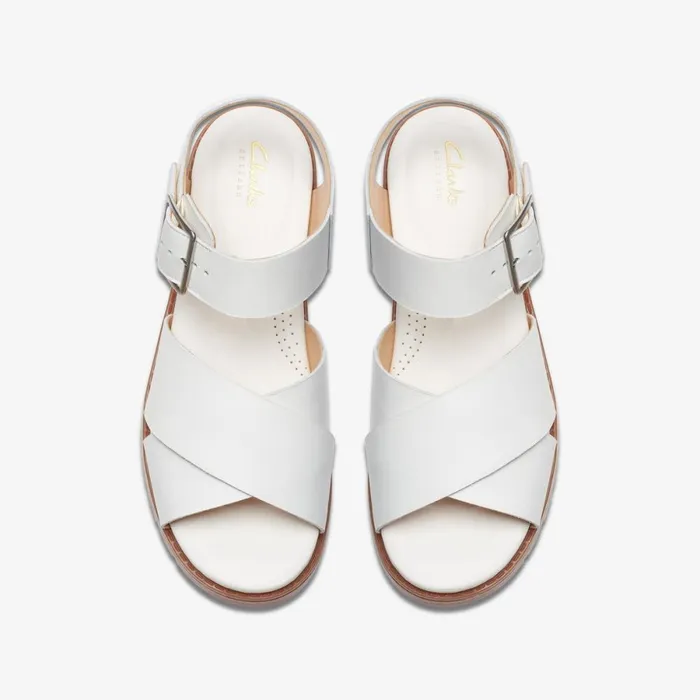 Clarks Flat Sandals Orinoco Cross Off White Leather 8211 Women