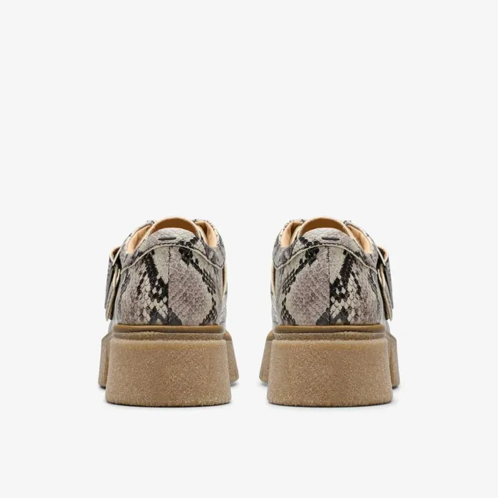 Clarks Flat Shoes Linoso Monk Grey Snake Leather 8211 Women