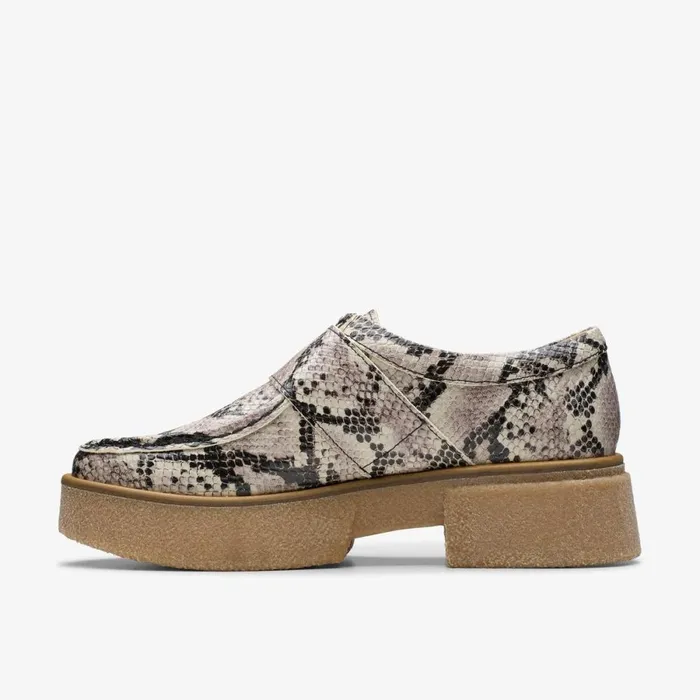 Clarks Flat Shoes Linoso Monk Grey Snake Leather 8211 Women