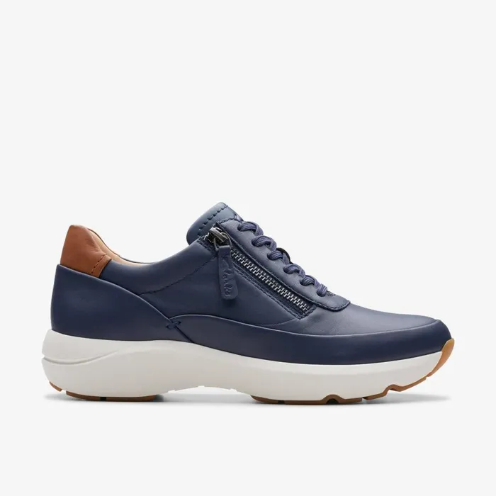 Clarks Flat Shoes Tivoli Zip Navy Leather 8211 Women