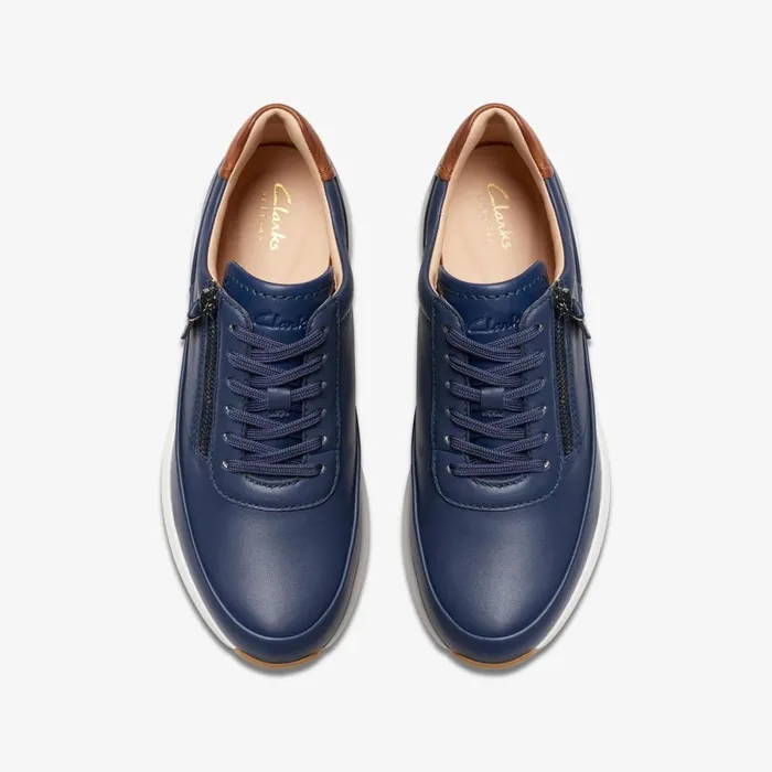 Clarks Flat Shoes Tivoli Zip Navy Leather 8211 Women