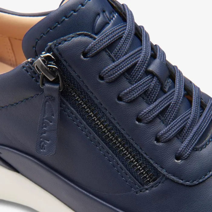 Clarks Flat Shoes Tivoli Zip Navy Leather 8211 Women