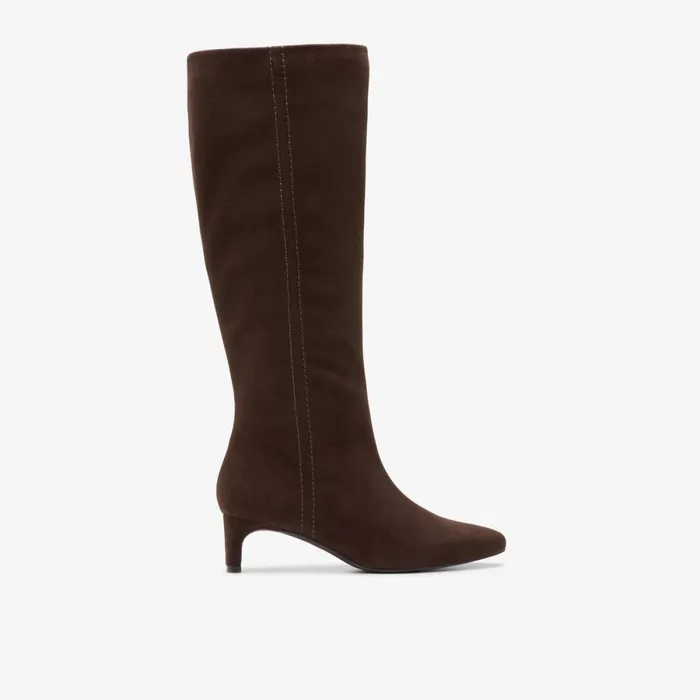 Clarks Knee High Boots Edina Tall Dark Brown Suede 8211 Women