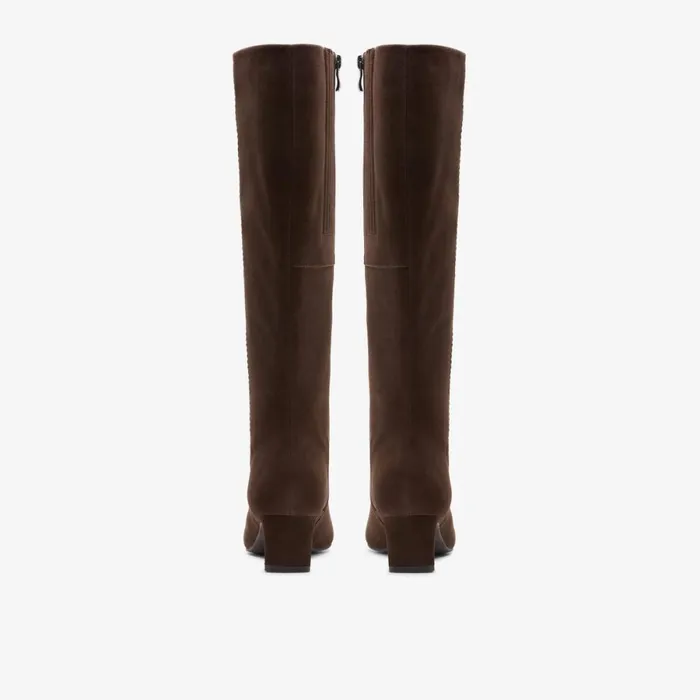 Clarks Knee High Boots Edina Tall Dark Brown Suede 8211 Women