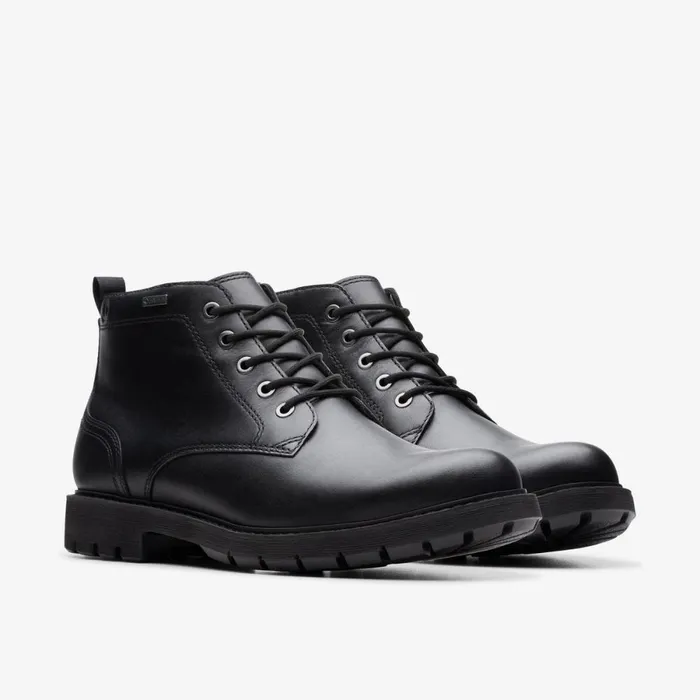 Clarks Waterproof Boots Batcombe Mix GoreTex Black Leather 8211 Men