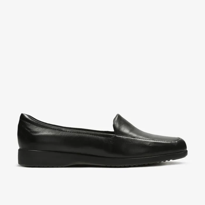 Clarks Wide Fit Shoes Georgia Loafer Black Leather 8211 Women