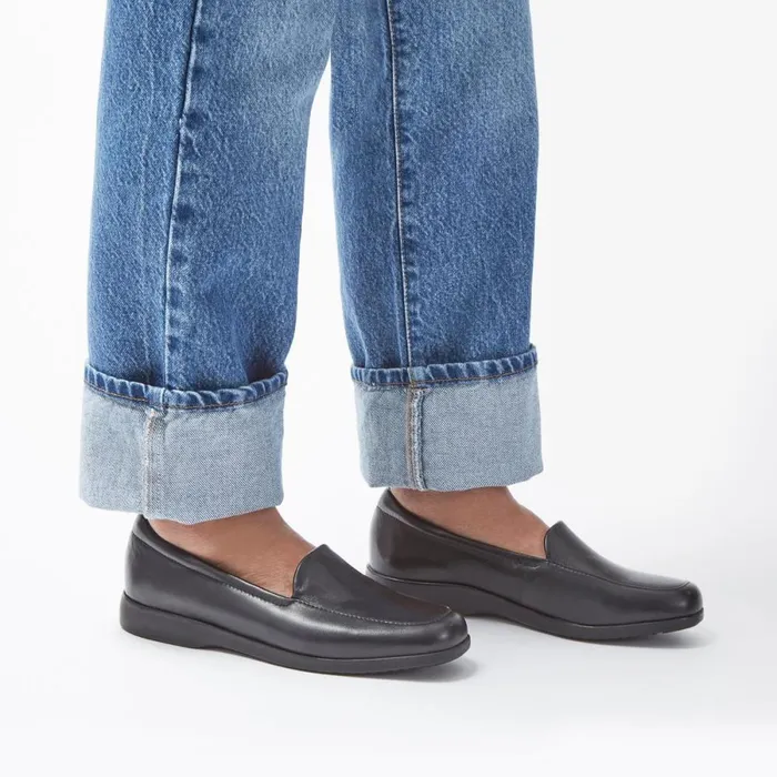 Clarks Wide Fit Shoes Georgia Loafer Black Leather 8211 Women