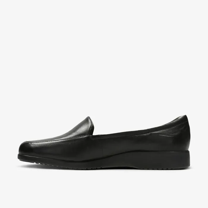 Clarks Wide Fit Shoes Georgia Loafer Black Leather 8211 Women