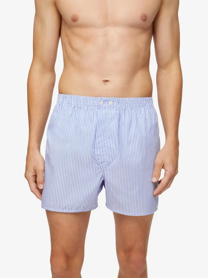 Classic Fit Boxer Shorts Men Derek Rose Classic Fit Boxers James Cotton Blue