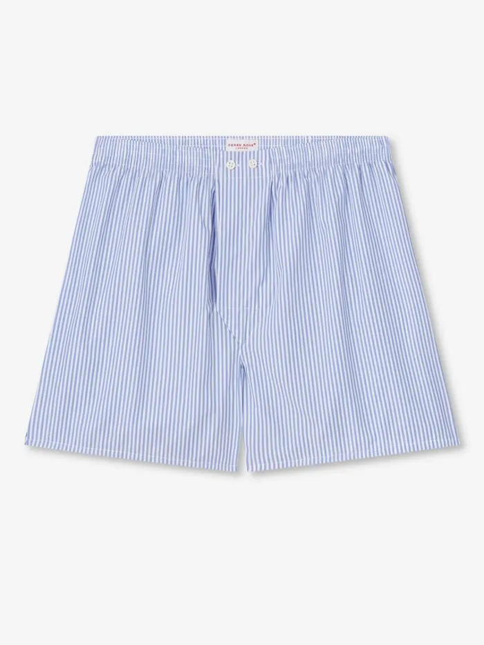 Classic Fit Boxer Shorts Men Derek Rose Classic Fit Boxers James Cotton Blue
