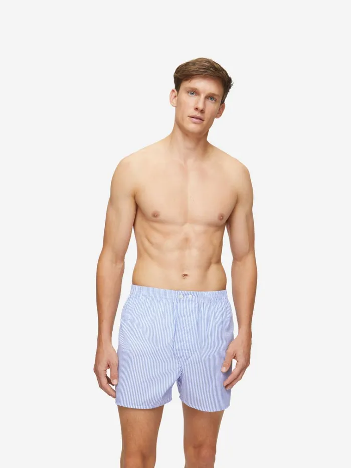 Classic Fit Boxer Shorts Men Derek Rose Classic Fit Boxers James Cotton Blue