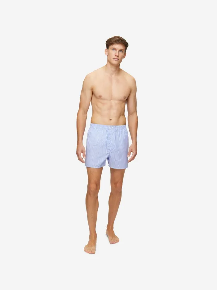 Classic Fit Boxer Shorts Men Derek Rose Classic Fit Boxers James Cotton Blue