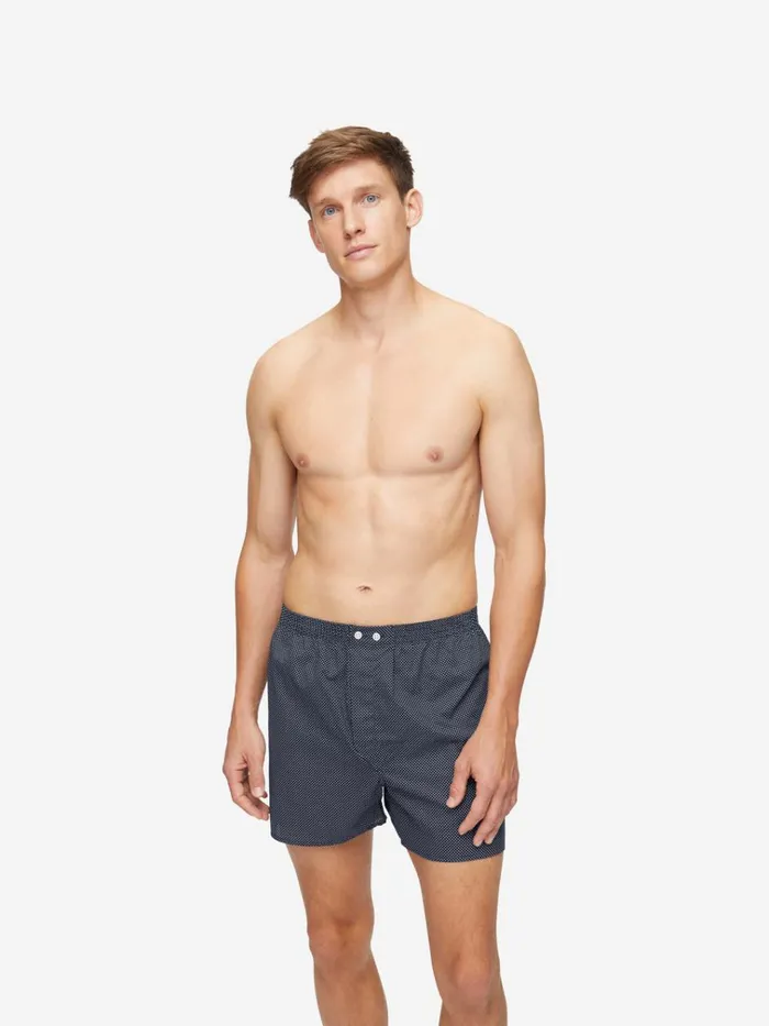 Classic Fit Boxer Shorts Men Derek Rose Classic Fit Boxers Plaza 21 Cotton Batiste Navy