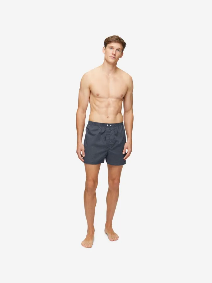 Classic Fit Boxer Shorts Men Derek Rose Classic Fit Boxers Plaza 21 Cotton Batiste Navy