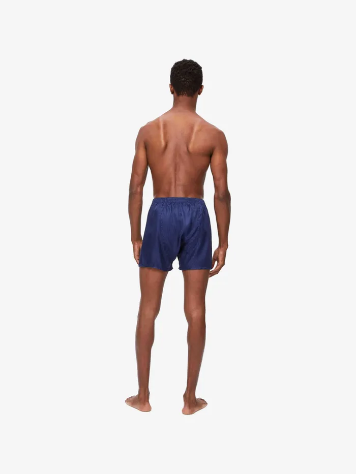 Classic Fit Boxer Shorts Men Derek Rose Classic Fit Boxers Woburn Silk Satin Navy
