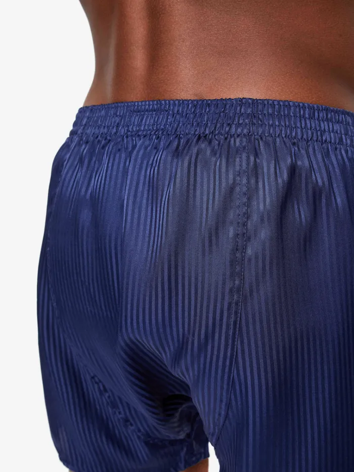 Classic Fit Boxer Shorts Men Derek Rose Classic Fit Boxers Woburn Silk Satin Navy