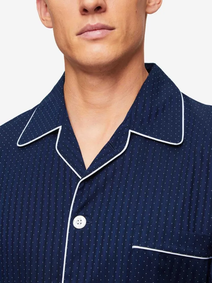 Classic Fit Pajamas Men Derek Rose Classic Fit Pajamas Royal 40 Cotton Navy