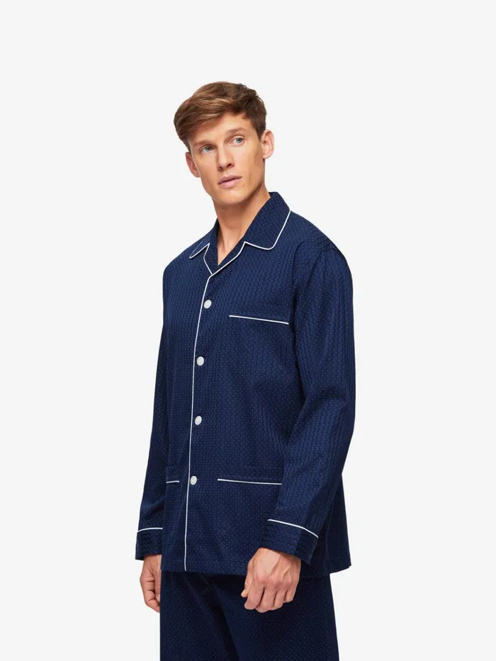 Classic Fit Pajamas Men Derek Rose Classic Fit Pajamas Royal 40 Cotton Navy