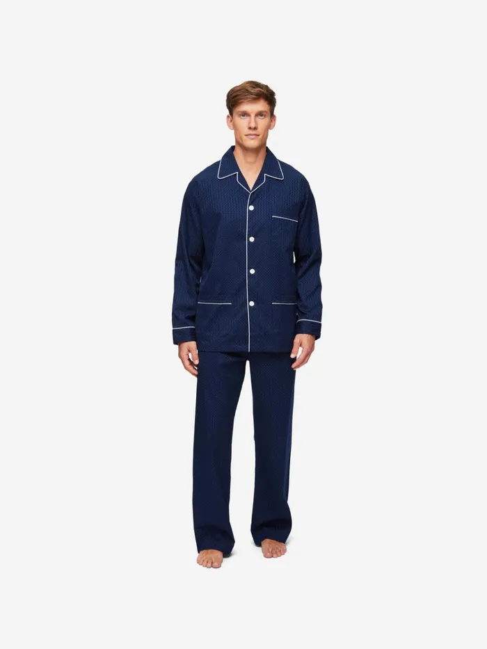 Classic Fit Pajamas Men Derek Rose Classic Fit Pajamas Royal 40 Cotton Navy