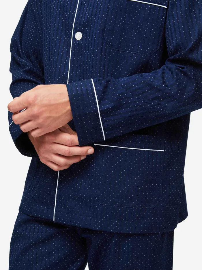Classic Fit Pajamas Men Derek Rose Classic Fit Pajamas Royal 40 Cotton Navy