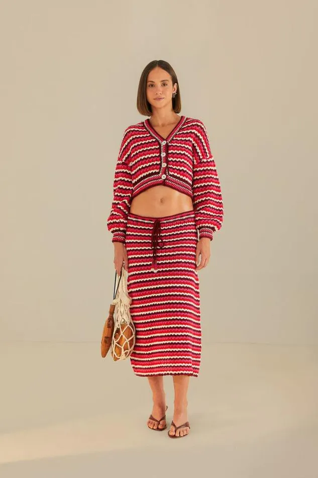Colorful Stripes Crochet Skirt Women FARM Rio Skirts