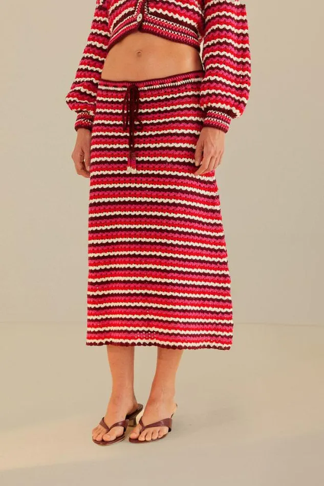 Colorful Stripes Crochet Skirt Women FARM Rio Skirts