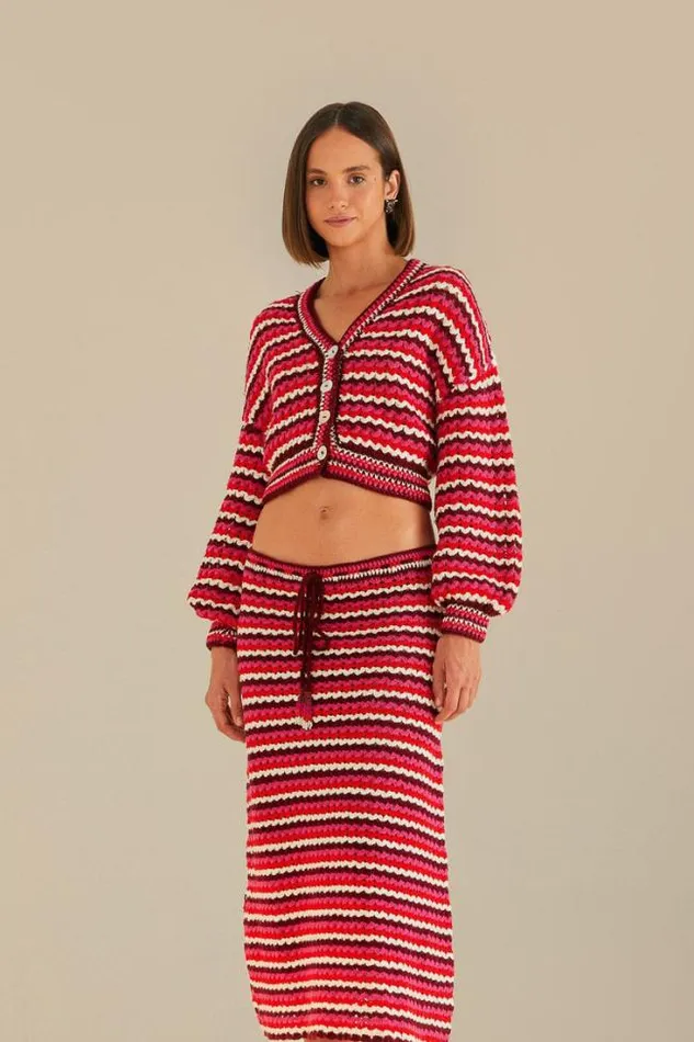 Colorful Stripes Crochet Skirt Women FARM Rio Skirts