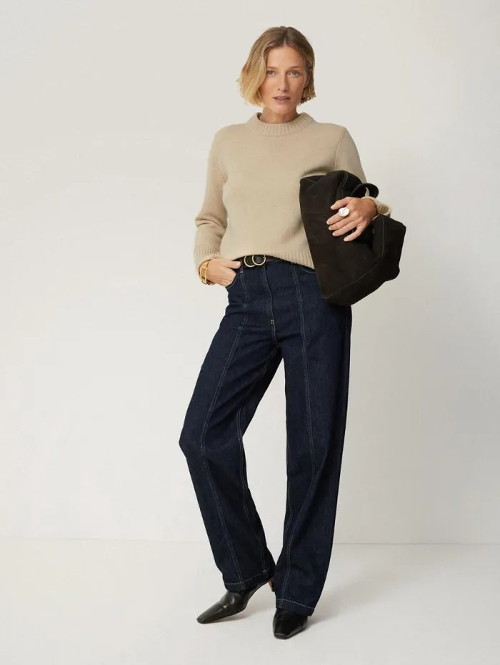 Compact Wool Cashmere Blend Jumper Cream Women Jigsaw Knitwear and Cashmere
