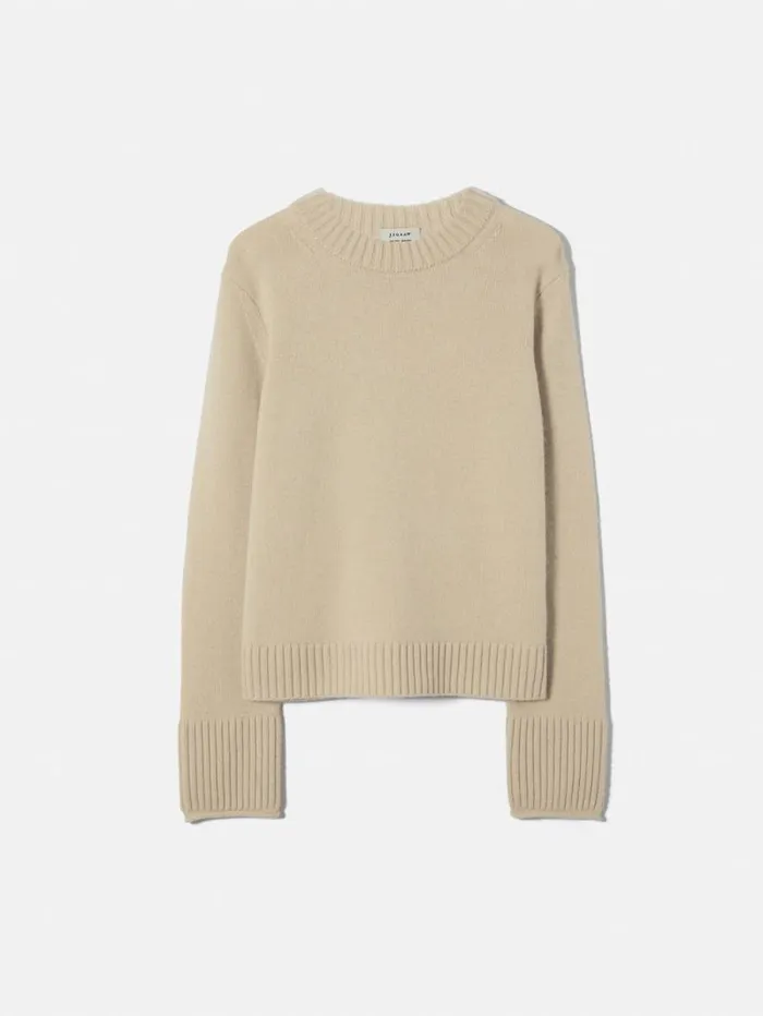 Compact Wool Cashmere Blend Jumper Cream Women Jigsaw Knitwear and Cashmere