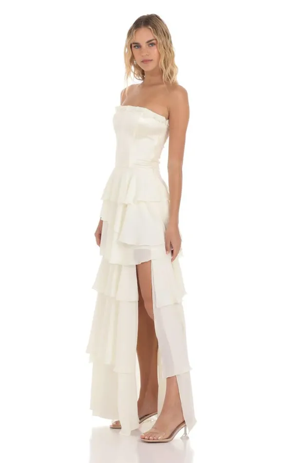 Corset Ruffle Strapless Maxi Dress Cream Women LUCY IN THE SKY Maxi Dresses Corset Ruffle Strapless Maxi Dress Cream Women LUCY IN THE SKY Maxi Dresses