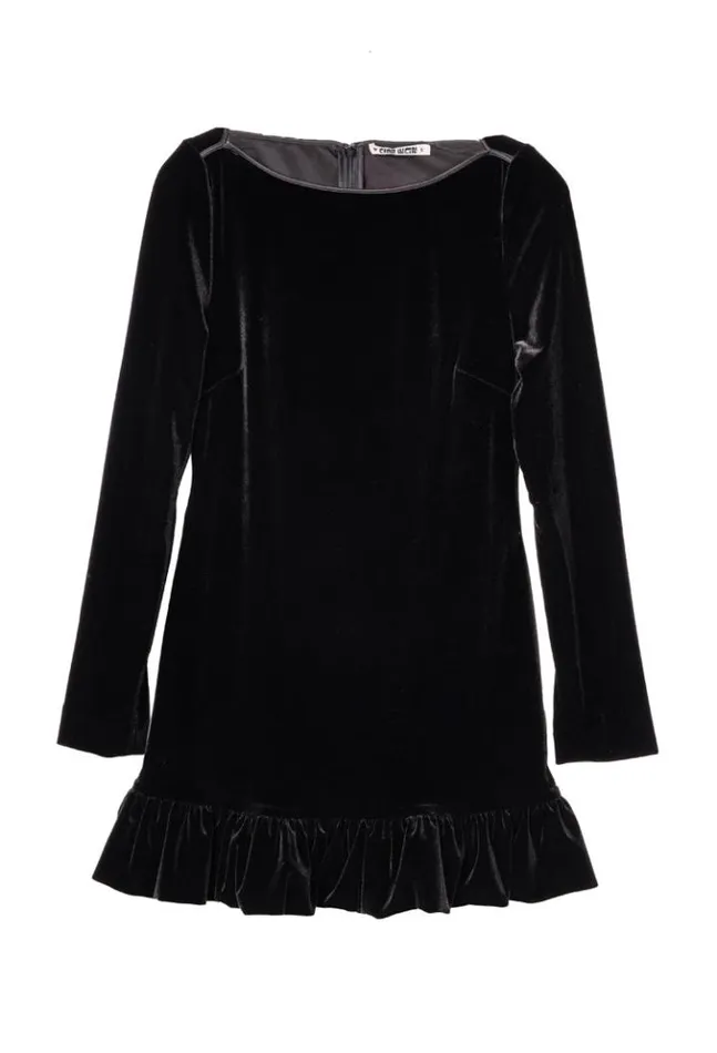 Cosette Ruffled Black Velvet Mini Dress Women Ciao Lucia Evening Dresses