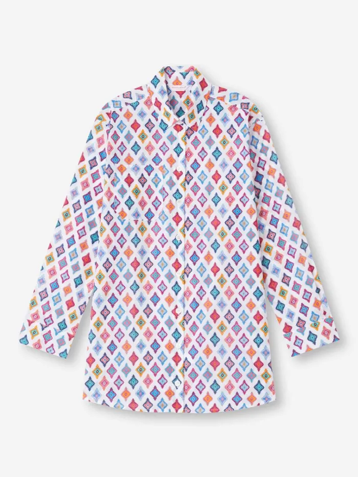 Cotton Pajamas Women Derek Rose Nightshirt Ledbury 66 Cotton Batiste Multi