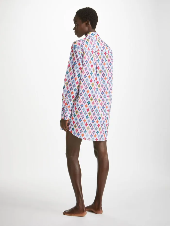 Cotton Pajamas Women Derek Rose Nightshirt Ledbury 66 Cotton Batiste Multi