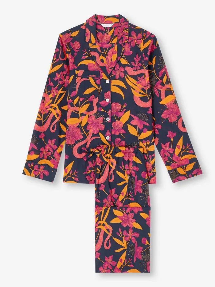 Cotton Pajamas Women Derek Rose Pajamas Ledbury 68 Cotton Batiste Navy