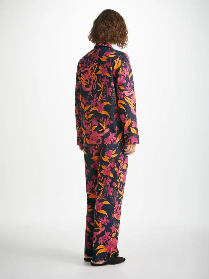 Cotton Pajamas Women Derek Rose Pajamas Ledbury 68 Cotton Batiste Navy