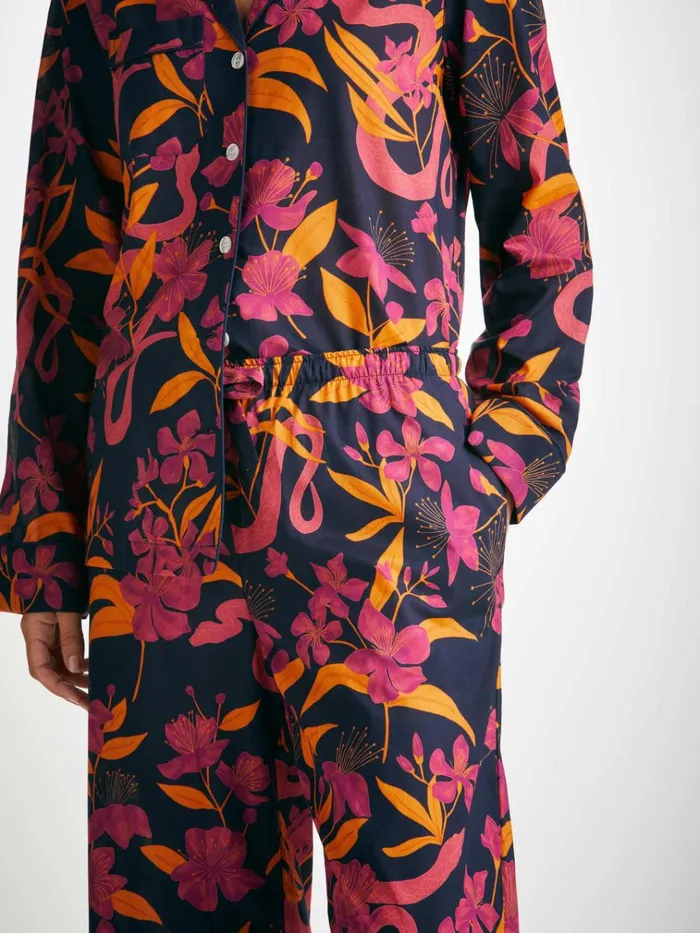 Cotton Pajamas Women Derek Rose Pajamas Ledbury 68 Cotton Batiste Navy