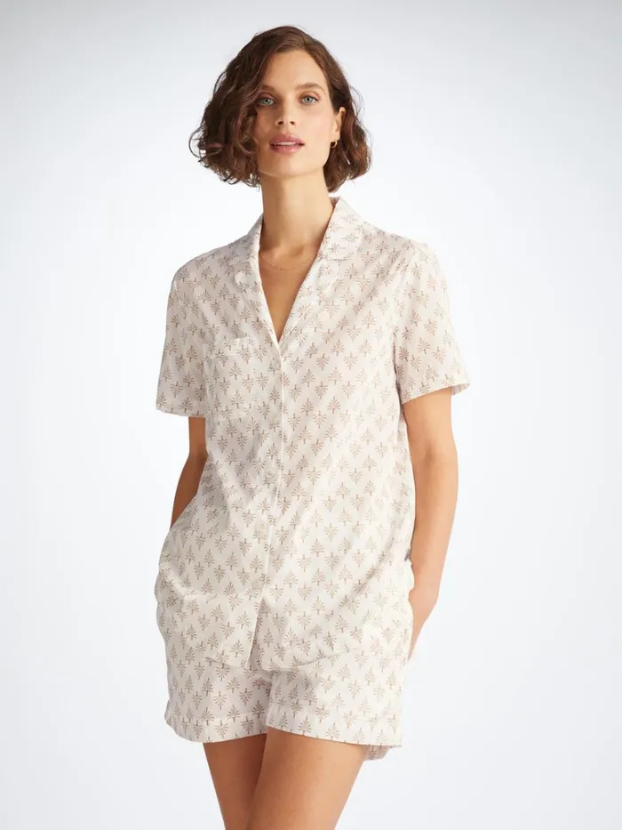 Cotton Pajamas Women Derek Rose Short Pajamas Nelson 101 Cotton Batiste White