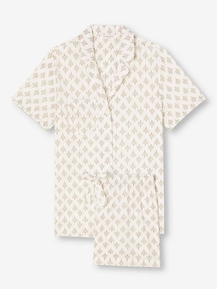 Cotton Pajamas Women Derek Rose Short Pajamas Nelson 101 Cotton Batiste White