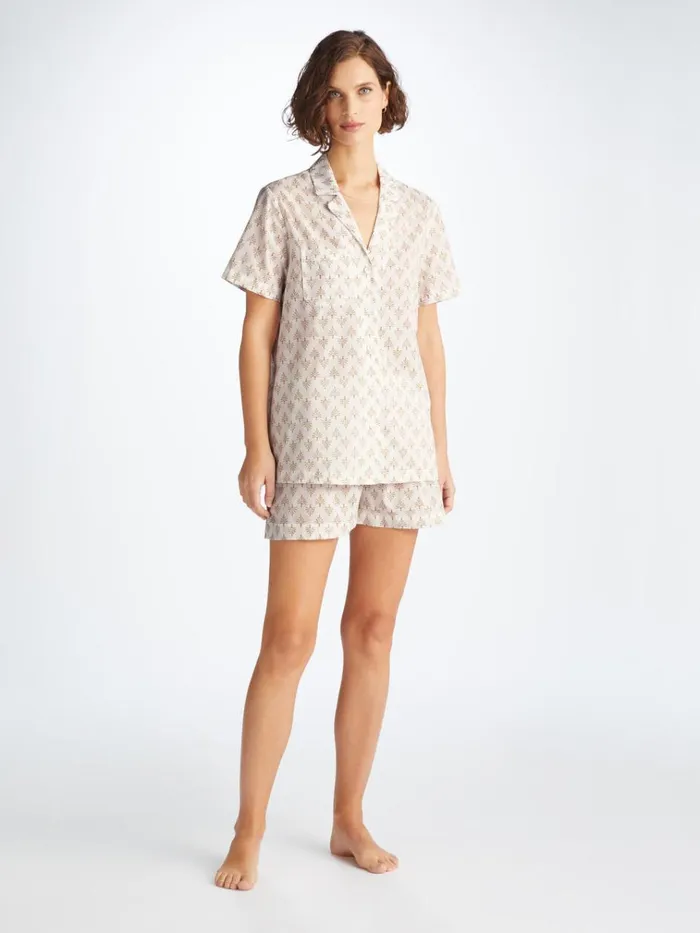 Cotton Pajamas Women Derek Rose Short Pajamas Nelson 101 Cotton Batiste White
