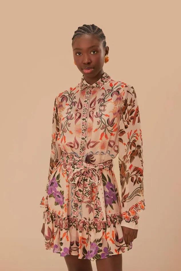 Cream Winter Garden Mini Dress Women FARM Rio Mini Dresses