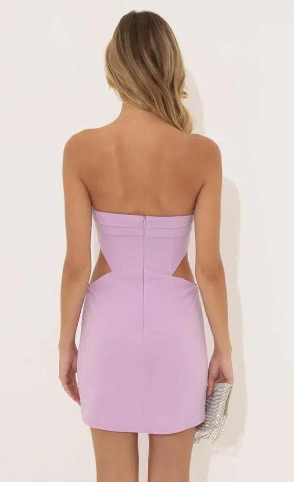 Crepe Corset Cutout Dress Purple Women LUCY IN THE SKY Mini Dresses Crepe Corset Cutout Dress Purple Women LUCY IN THE SKY Mini Dresses