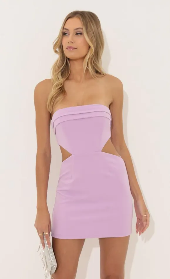 Crepe Corset Cutout Dress Purple Women LUCY IN THE SKY Mini Dresses Crepe Corset Cutout Dress Purple Women LUCY IN THE SKY Mini Dresses