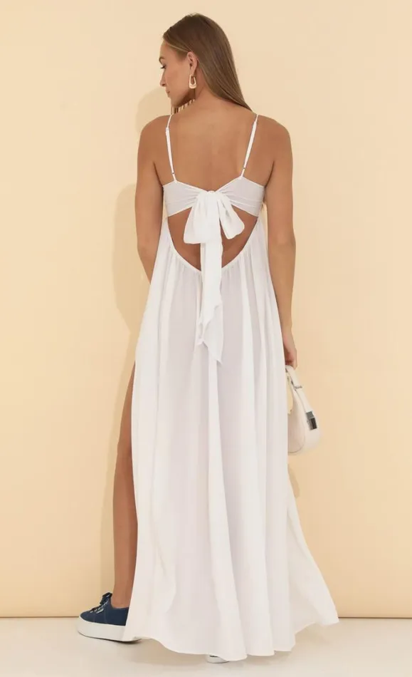 Crepe Embroidered Maxi Dress White Women LUCY IN THE SKY Maxi Dresses