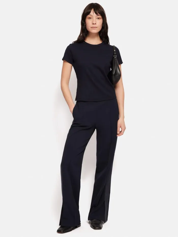 Crepe Split Hem Jogger Navy Women Jigsaw Trousers