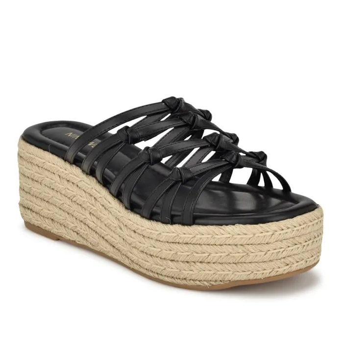 Cristy Espadrille Wedge Sandals Black Women Nine West Sandals