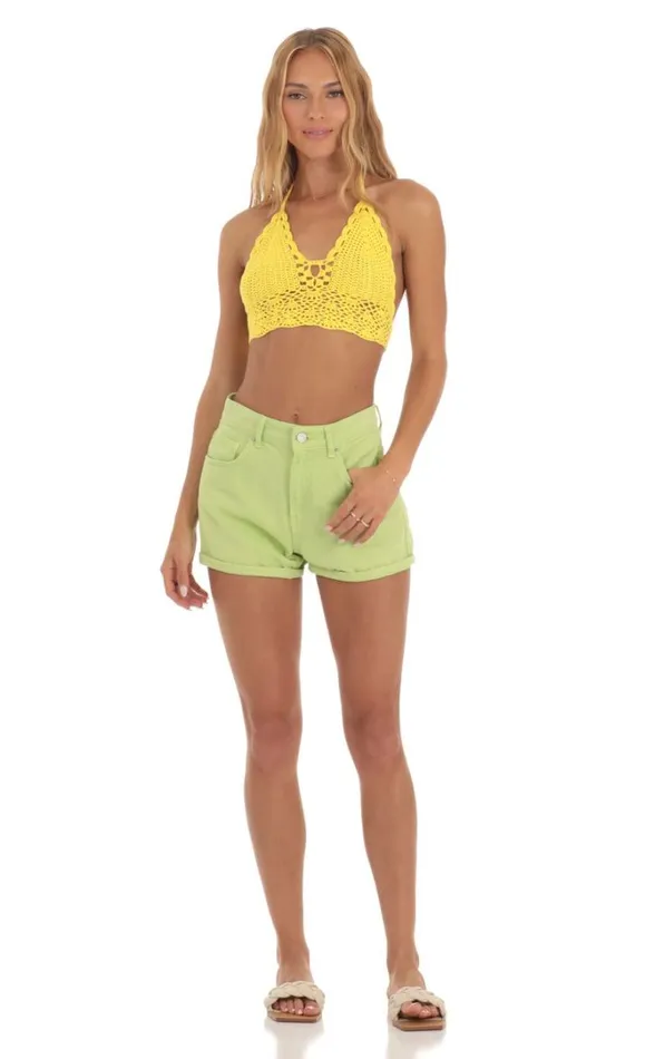 Crochet Top Yellow Women LUCY IN THE SKY Tops