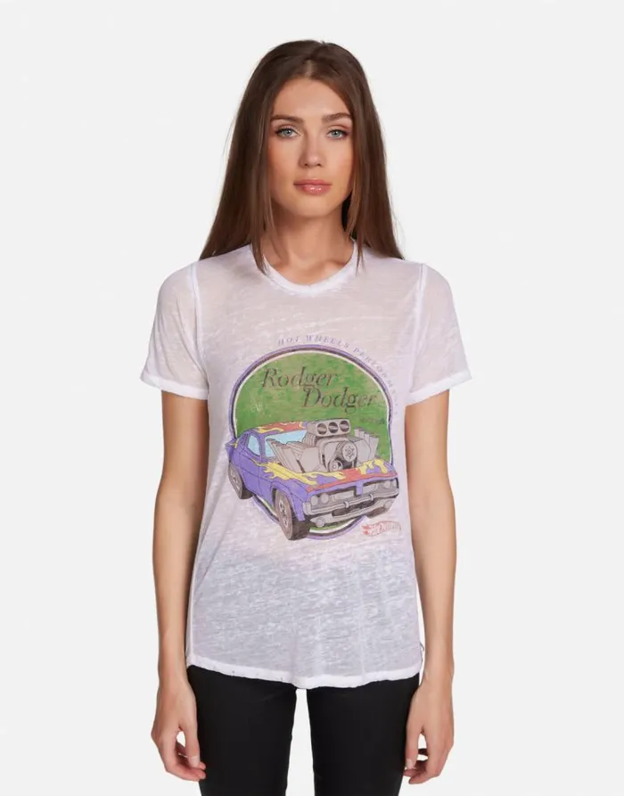 Croft Hot Wheels Roger Dodger White Burnout Women Lauren Moshi Short Sleeve