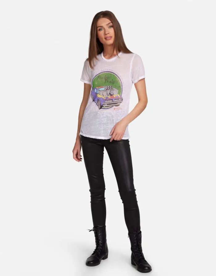 Croft Hot Wheels Roger Dodger White Burnout Women Lauren Moshi Short Sleeve